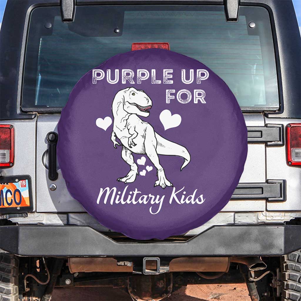Purple Up For Military Kids Spare Tire Cover Military Child Month Dinosaur TS02 No hole Purple Print Your Wear