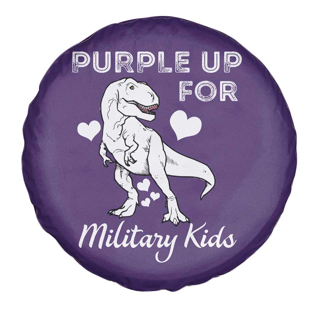 Purple Up For Military Kids Spare Tire Cover Military Child Month Dinosaur TS02 Print Your Wear