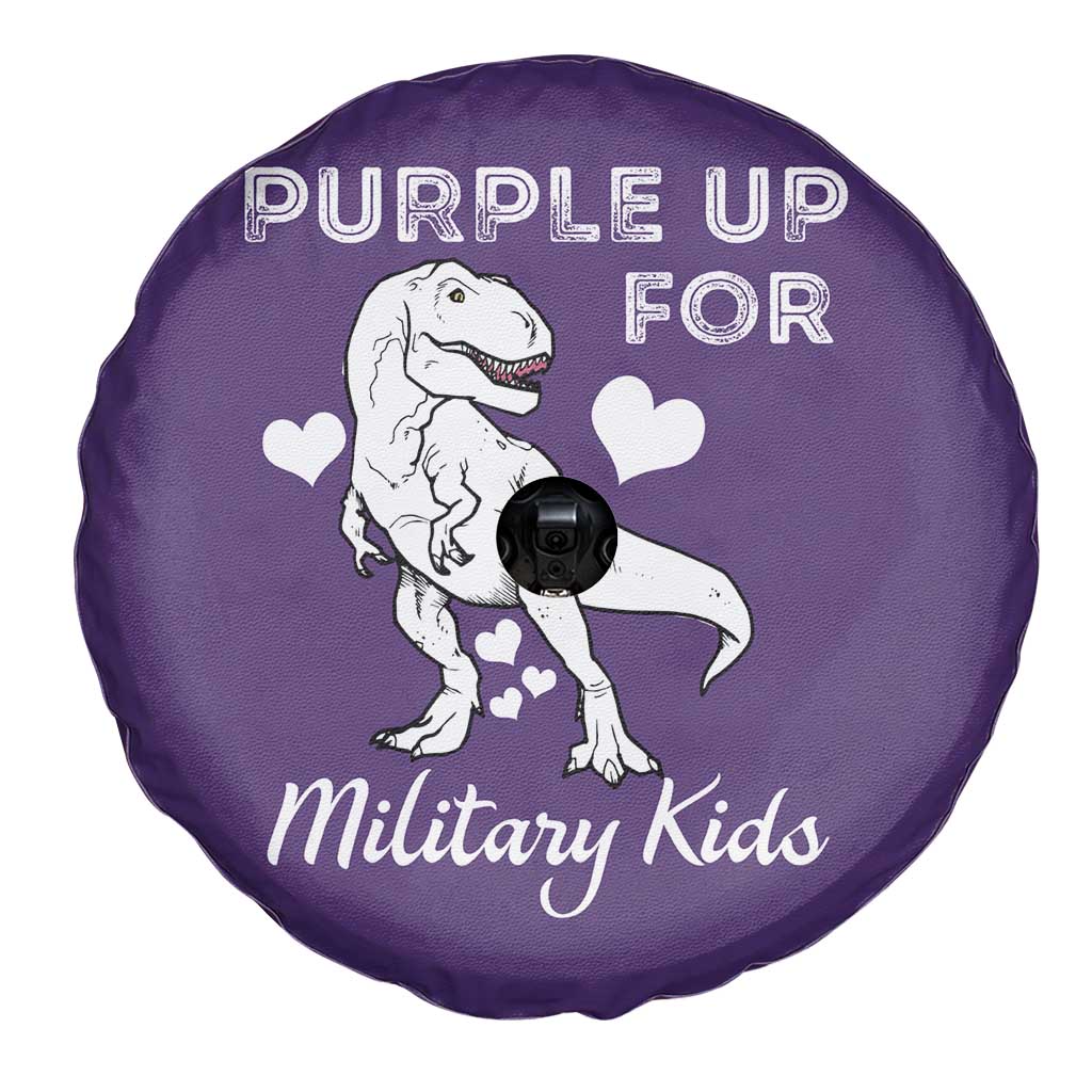 Purple Up For Military Kids Spare Tire Cover Military Child Month Dinosaur TS02 Print Your Wear