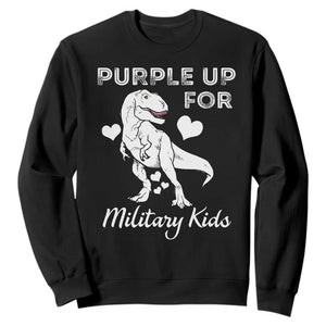 Purple Up For Military Kids Sweatshirt Military Child Month Dinosaur TS02 Black Print Your Wear