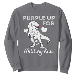 Purple Up For Military Kids Sweatshirt Military Child Month Dinosaur TS02 Charcoal Print Your Wear