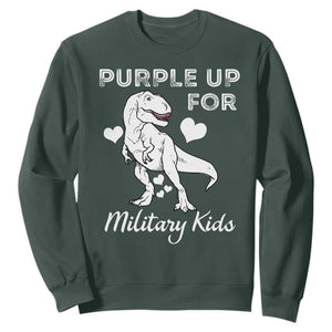 Purple Up For Military Kids Sweatshirt Military Child Month Dinosaur TS02 Dark Forest Green Print Your Wear