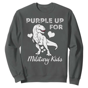 Purple Up For Military Kids Sweatshirt Military Child Month Dinosaur TS02 Dark Heather Print Your Wear