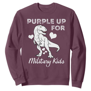 Purple Up For Military Kids Sweatshirt Military Child Month Dinosaur TS02 Maroon Print Your Wear