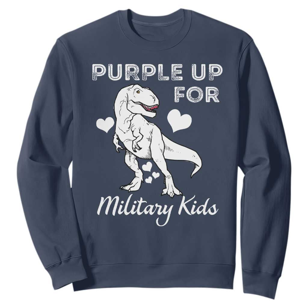 Purple Up For Military Kids Sweatshirt Military Child Month Dinosaur TS02 Navy Print Your Wear