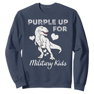 Purple Up For Military Kids Sweatshirt Military Child Month Dinosaur TS02 Navy Print Your Wear
