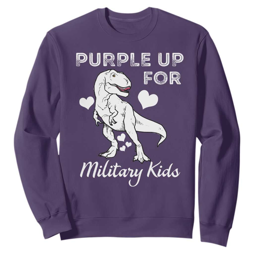 Purple Up For Military Kids Sweatshirt Military Child Month Dinosaur TS02 Purple Print Your Wear