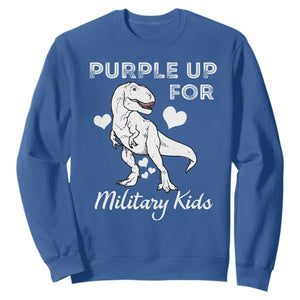 Purple Up For Military Kids Sweatshirt Military Child Month Dinosaur TS02 Royal Blue Print Your Wear