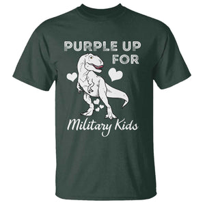 Purple Up For Military Kids T Shirt Military Child Month Dinosaur TS02 Dark Forest Green Print Your Wear