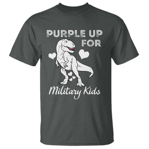 Purple Up For Military Kids T Shirt Military Child Month Dinosaur TS02 Dark Heather Print Your Wear