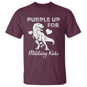Purple Up For Military Kids T Shirt Military Child Month Dinosaur TS02 Maroon Print Your Wear