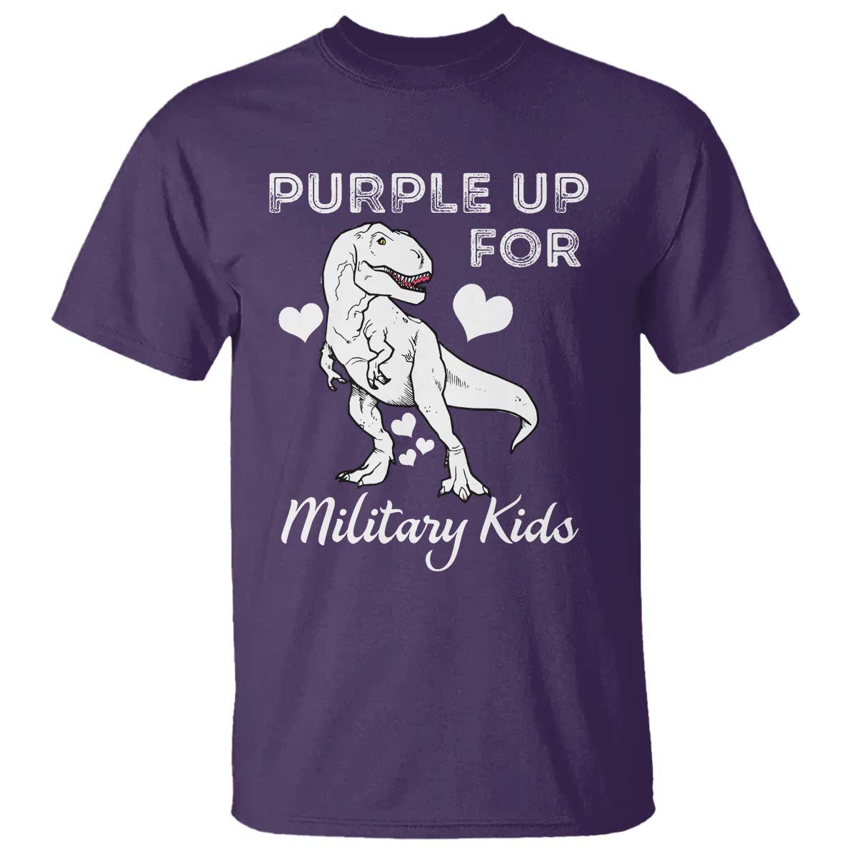 Purple Up For Military Kids T Shirt Military Child Month Dinosaur TS02 Purple Print Your Wear