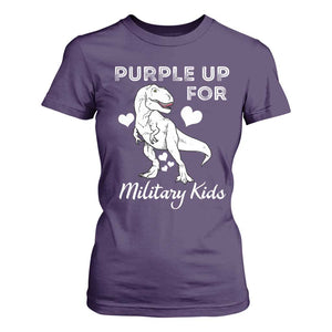 Purple Up For Military Kids T Shirt For Women Military Child Month Dinosaur TS02 Purple Print Your Wear