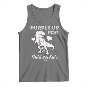 Purple Up For Military Kids Tank Top Military Child Month Dinosaur TS02 Black Heather Print Your Wear