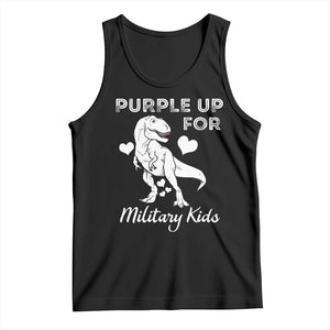 Purple Up For Military Kids Tank Top Military Child Month Dinosaur TS02 Black Print Your Wear