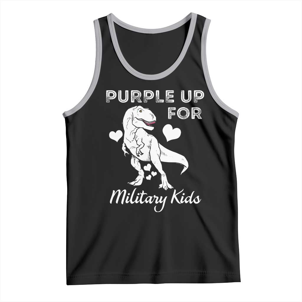 Purple Up For Military Kids Tank Top Military Child Month Dinosaur TS02 Black Athletic Heather Print Your Wear