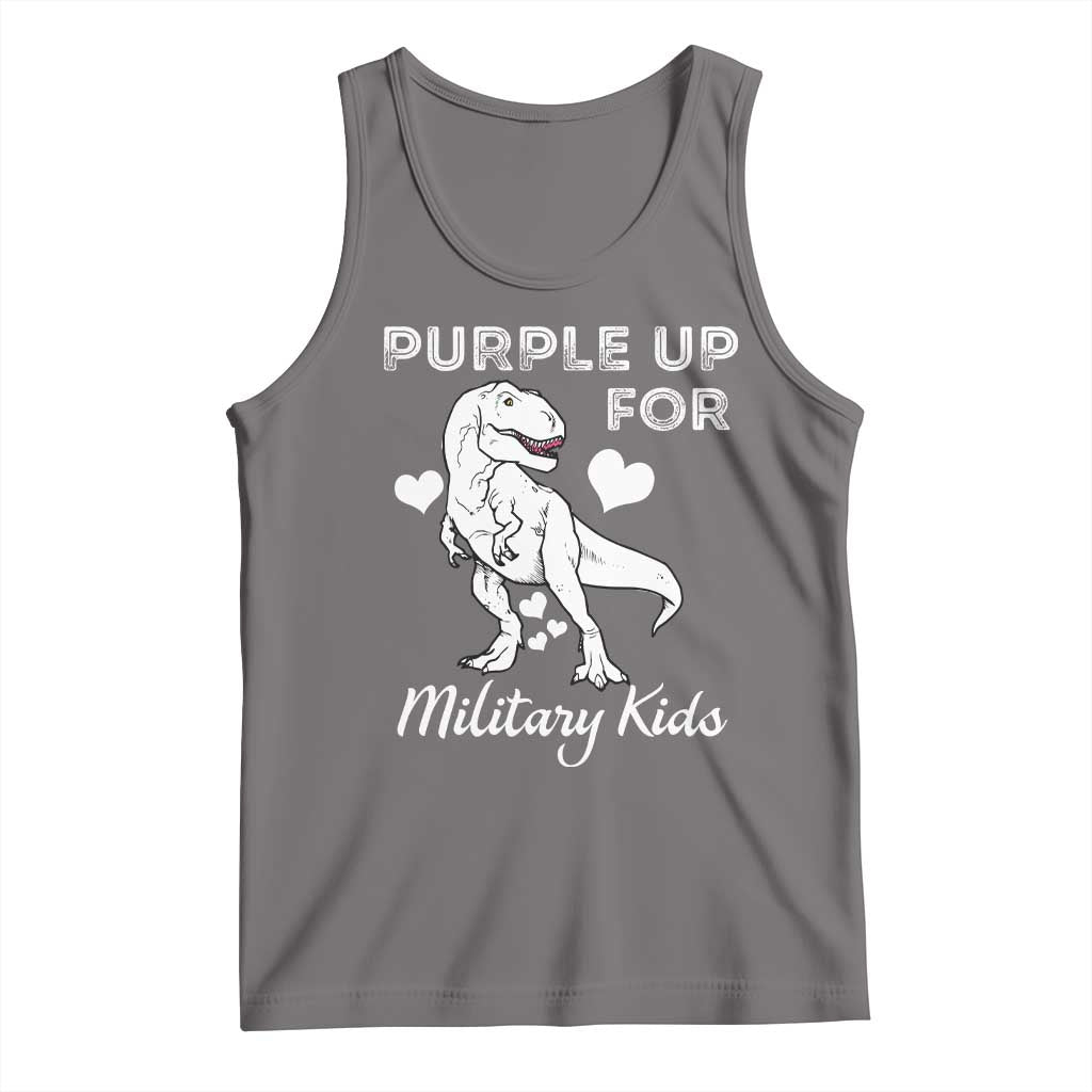 Purple Up For Military Kids Tank Top Military Child Month Dinosaur TS02 Deep Heather Print Your Wear