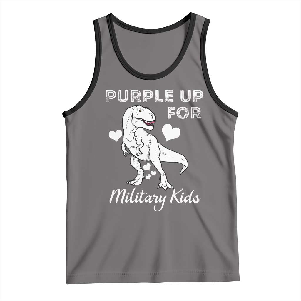 Purple Up For Military Kids Tank Top Military Child Month Dinosaur TS02 Deep Heather Black Print Your Wear
