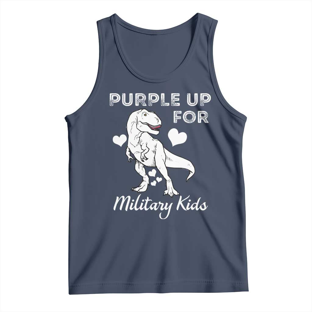 Purple Up For Military Kids Tank Top Military Child Month Dinosaur TS02 Navy Print Your Wear