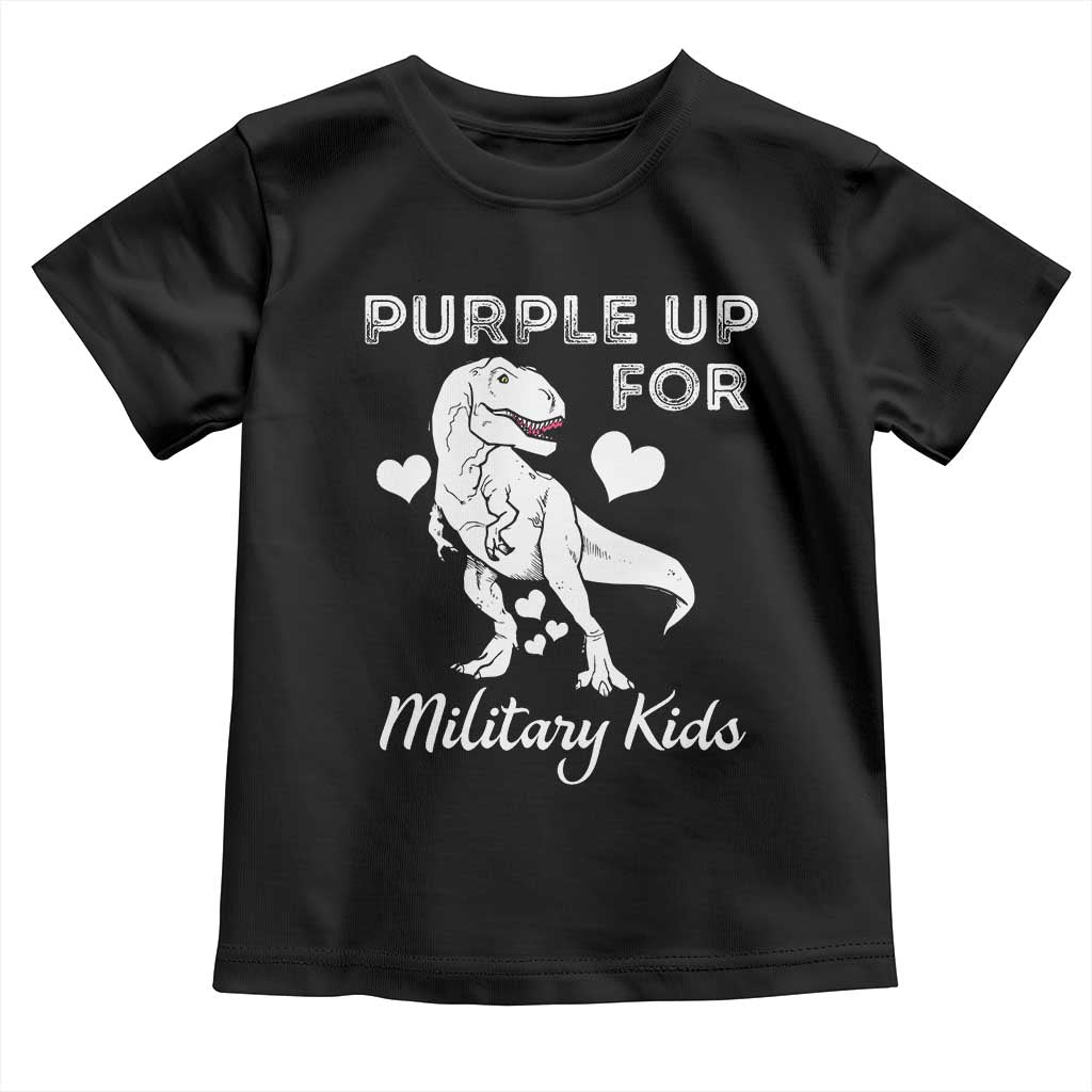 Purple Up For Military Kids Toddler T Shirt Military Child Month Dinosaur TS02 Black Print Your Wear