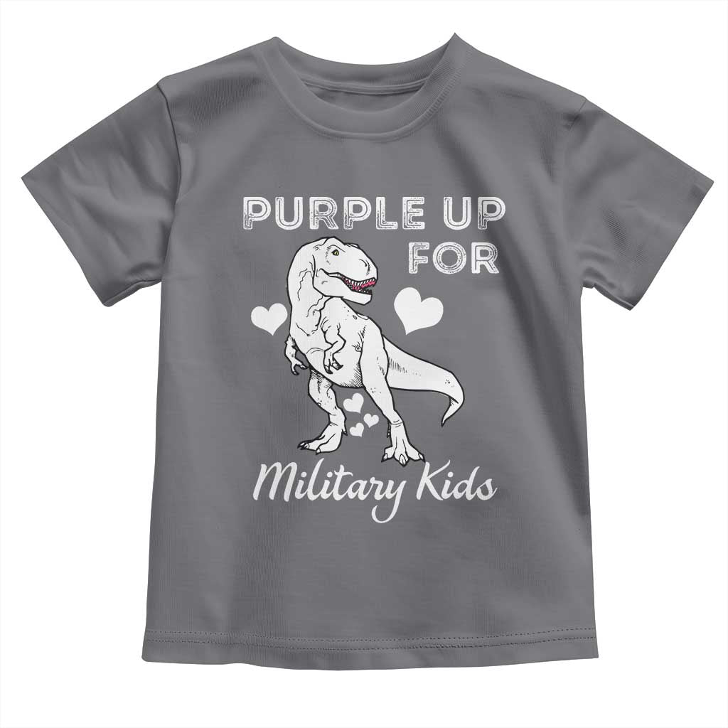 Purple Up For Military Kids Toddler T Shirt Military Child Month Dinosaur TS02 Charcoal Print Your Wear