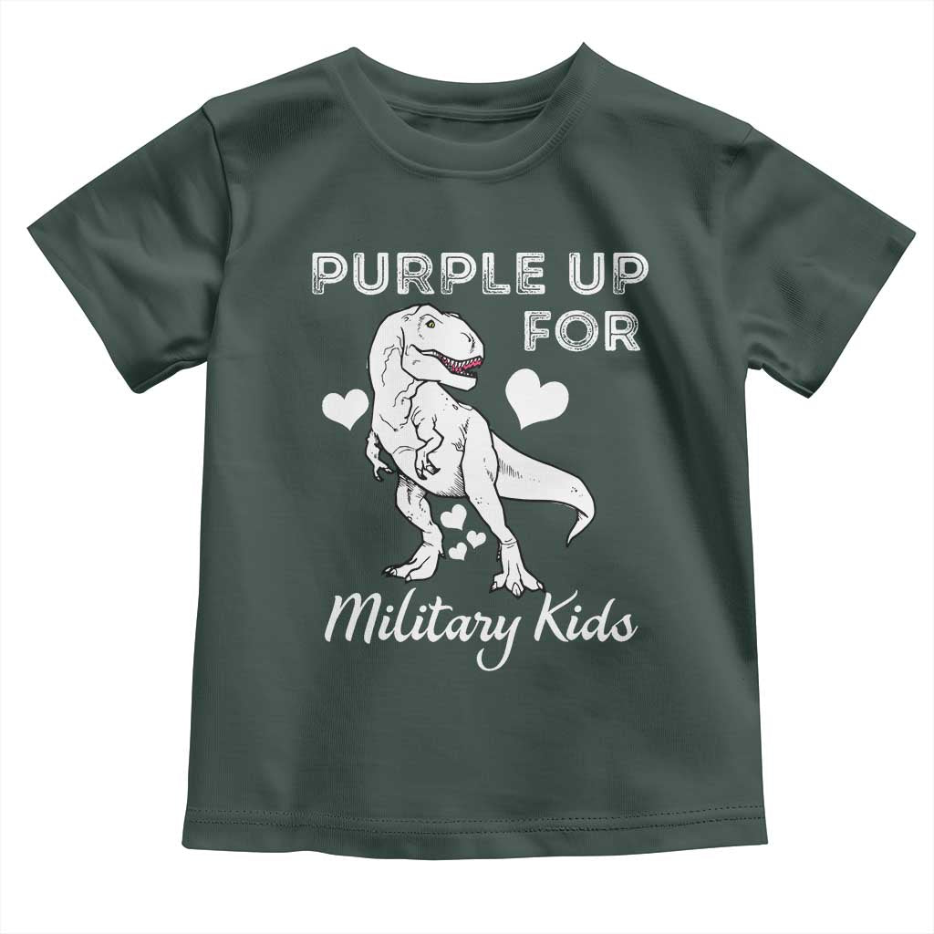 Purple Up For Military Kids Toddler T Shirt Military Child Month Dinosaur TS02 Dark Forest Green Print Your Wear