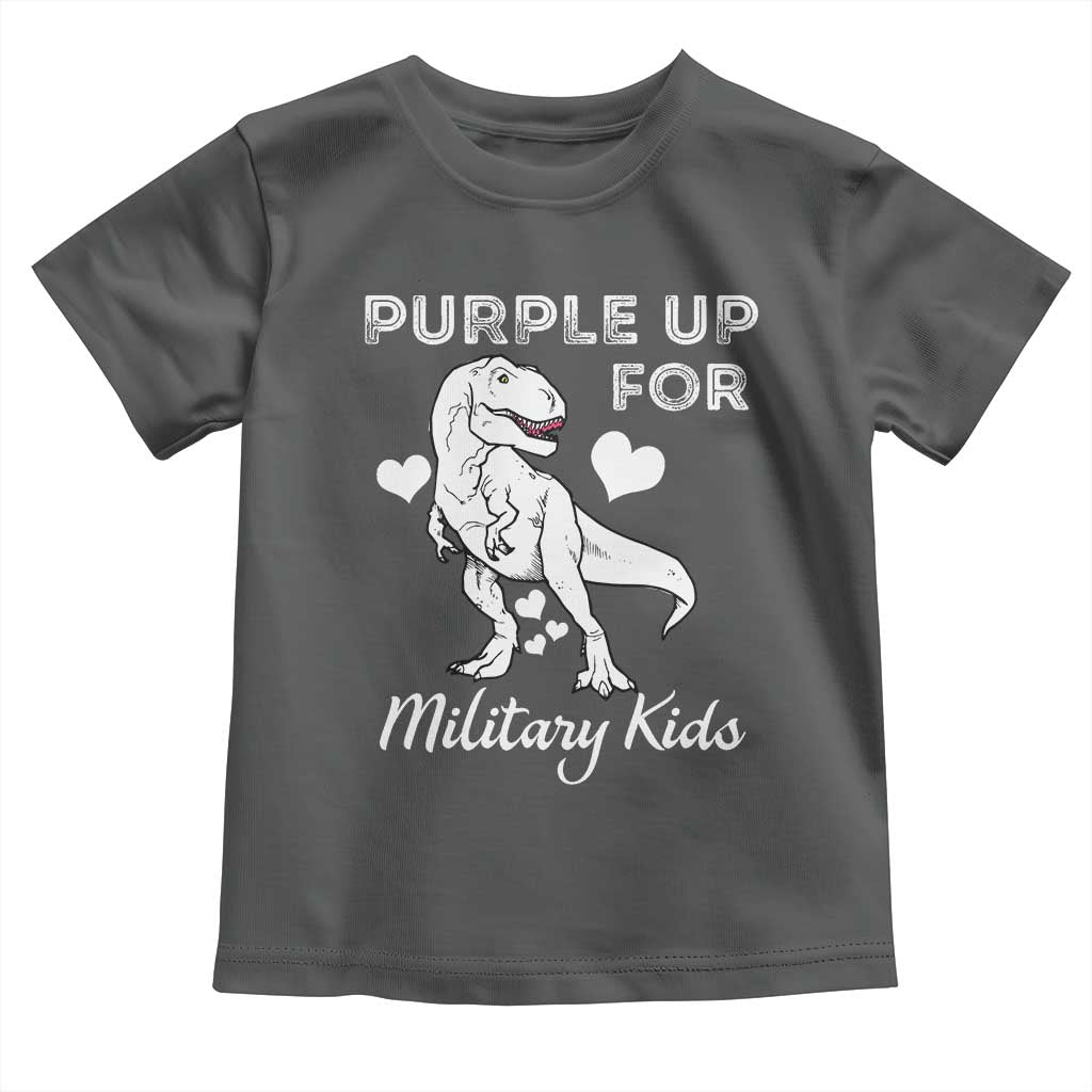 Purple Up For Military Kids Toddler T Shirt Military Child Month Dinosaur TS02 Dark Heather Print Your Wear