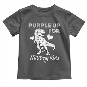 Purple Up For Military Kids Toddler T Shirt Military Child Month Dinosaur TS02 Dark Heather Print Your Wear