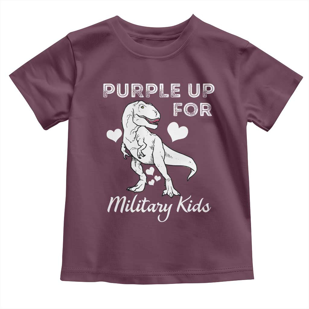 Purple Up For Military Kids Toddler T Shirt Military Child Month Dinosaur TS02 Maroon Print Your Wear