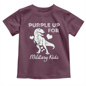 Purple Up For Military Kids Toddler T Shirt Military Child Month Dinosaur TS02 Maroon Print Your Wear