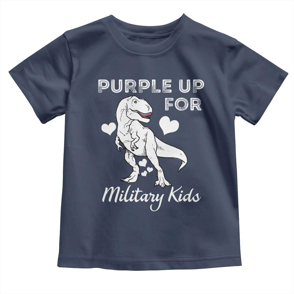 Purple Up For Military Kids Toddler T Shirt Military Child Month Dinosaur TS02 Navy Print Your Wear