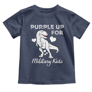 Purple Up For Military Kids Toddler T Shirt Military Child Month Dinosaur TS02 Navy Print Your Wear
