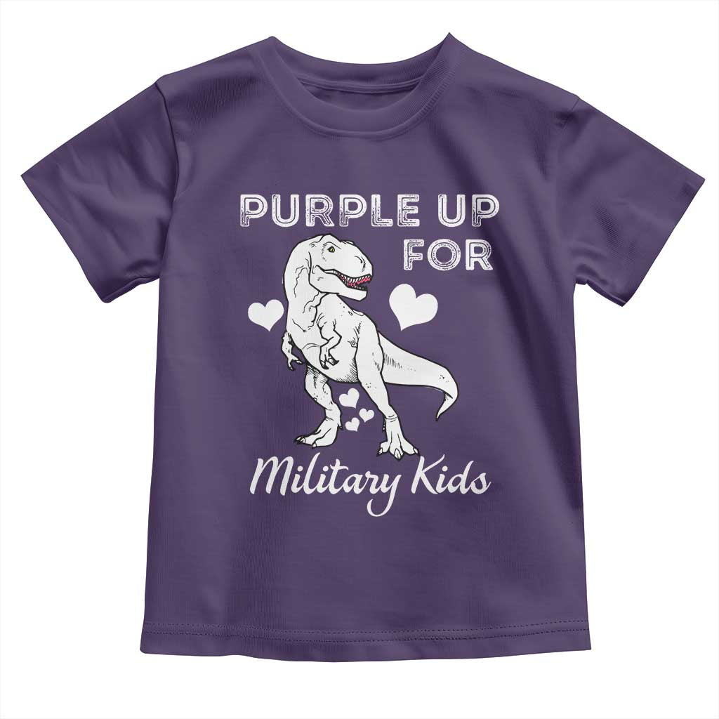 Purple Up For Military Kids Toddler T Shirt Military Child Month Dinosaur TS02 Purple Print Your Wear