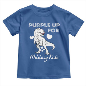 Purple Up For Military Kids Toddler T Shirt Military Child Month Dinosaur TS02 Royal Blue Print Your Wear