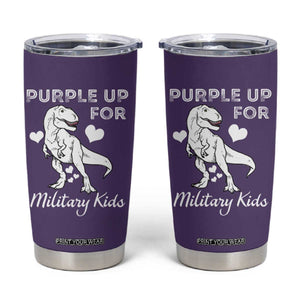 Purple Up For Military Kids Tumbler Cup Military Child Month Dinosaur TS02 Purple Print Your Wear