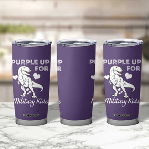 Purple Up For Military Kids Tumbler Cup Military Child Month Dinosaur TS02 Print Your Wear