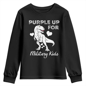 Purple Up For Military Kids Youth Sweatshirt Military Child Month Dinosaur TS02 Black Print Your Wear