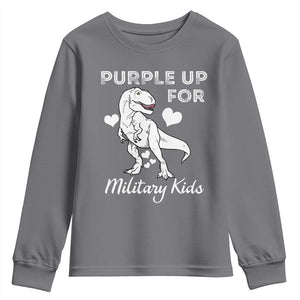 Purple Up For Military Kids Youth Sweatshirt Military Child Month Dinosaur TS02 Charcoal Print Your Wear