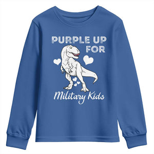 Purple Up For Military Kids Youth Sweatshirt Military Child Month Dinosaur TS02 Royal Blue Print Your Wear