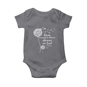 Purple Up For Military Kids Baby Onesie Brave Enough To Bloom Wherever We Land Month of Military Child TS02 Charcoal Print Your Wear