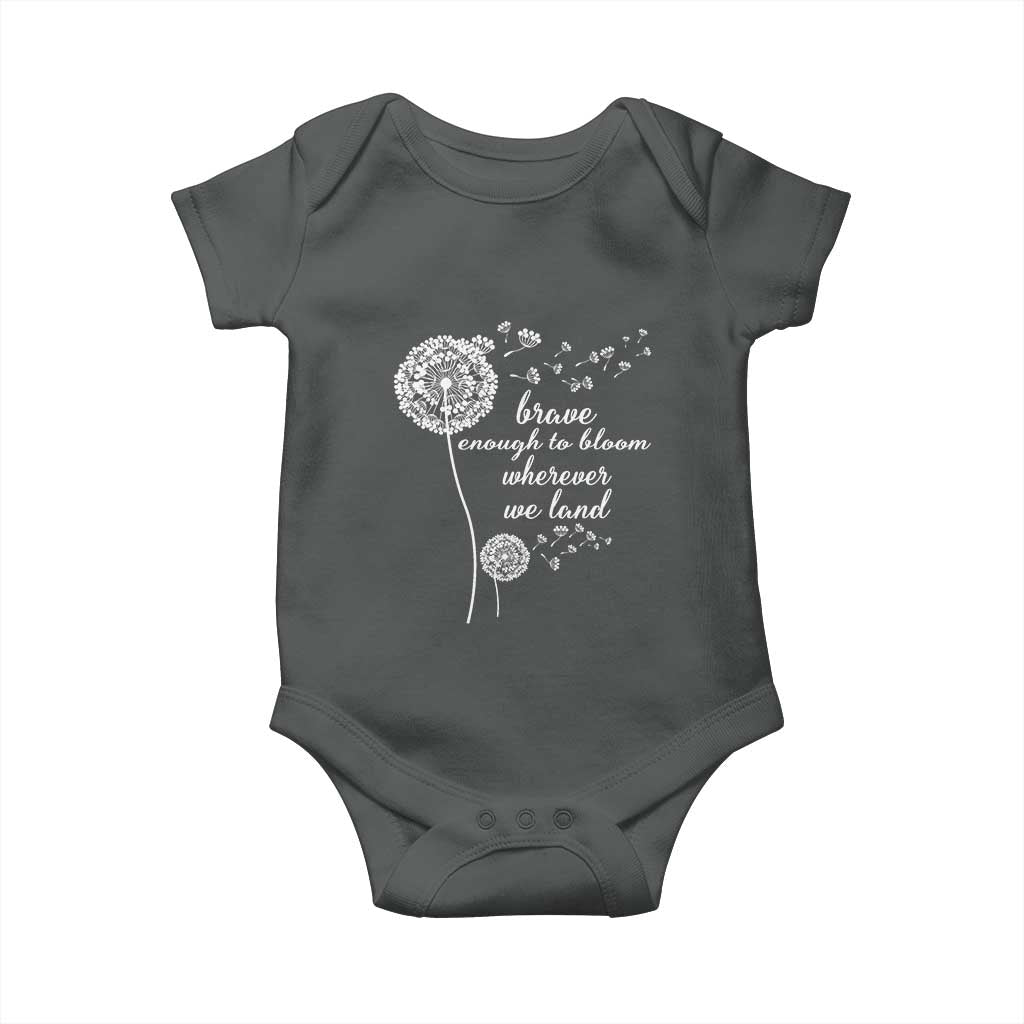 Purple Up For Military Kids Baby Onesie Brave Enough To Bloom Wherever We Land Month of Military Child TS02 Dark Heather Print Your Wear