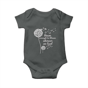 Purple Up For Military Kids Baby Onesie Brave Enough To Bloom Wherever We Land Month of Military Child TS02 Dark Heather Print Your Wear