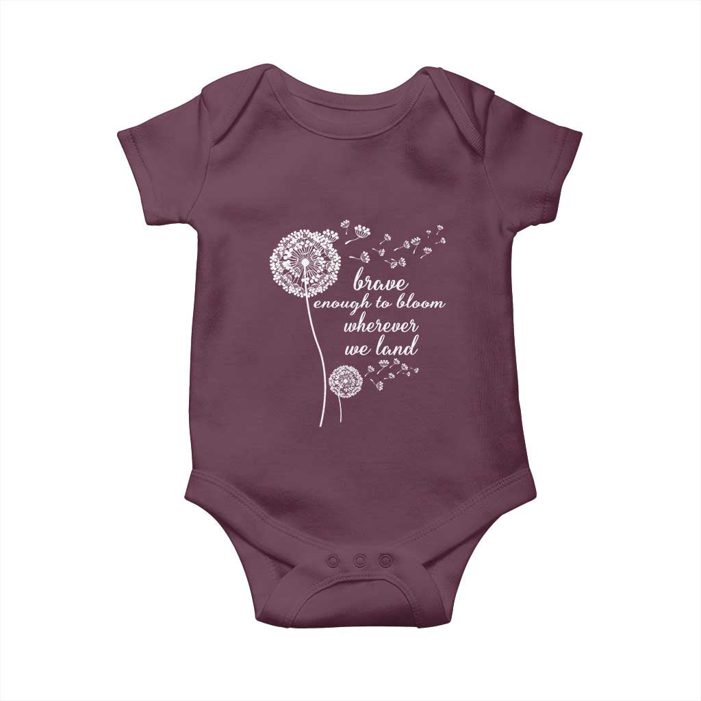Purple Up For Military Kids Baby Onesie Brave Enough To Bloom Wherever We Land Month of Military Child TS02 Maroon Print Your Wear