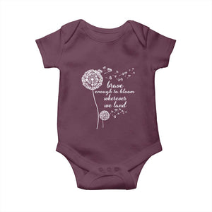 Purple Up For Military Kids Baby Onesie Brave Enough To Bloom Wherever We Land Month of Military Child TS02 Maroon Print Your Wear