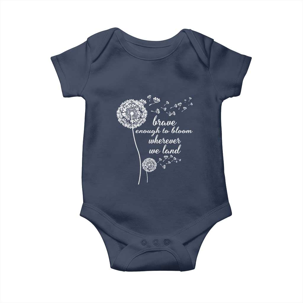 Purple Up For Military Kids Baby Onesie Brave Enough To Bloom Wherever We Land Month of Military Child TS02 Navy Print Your Wear