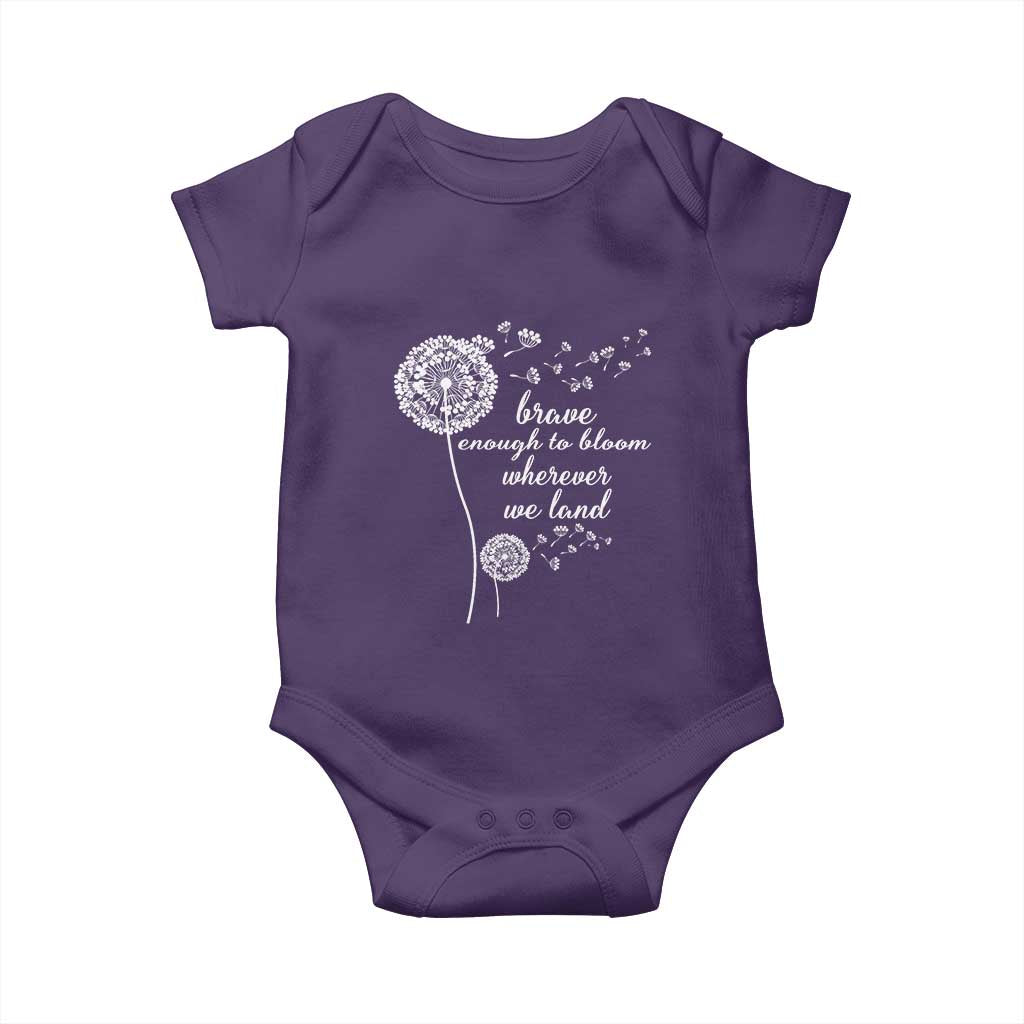 Purple Up For Military Kids Baby Onesie Brave Enough To Bloom Wherever We Land Month of Military Child TS02 Purple Print Your Wear