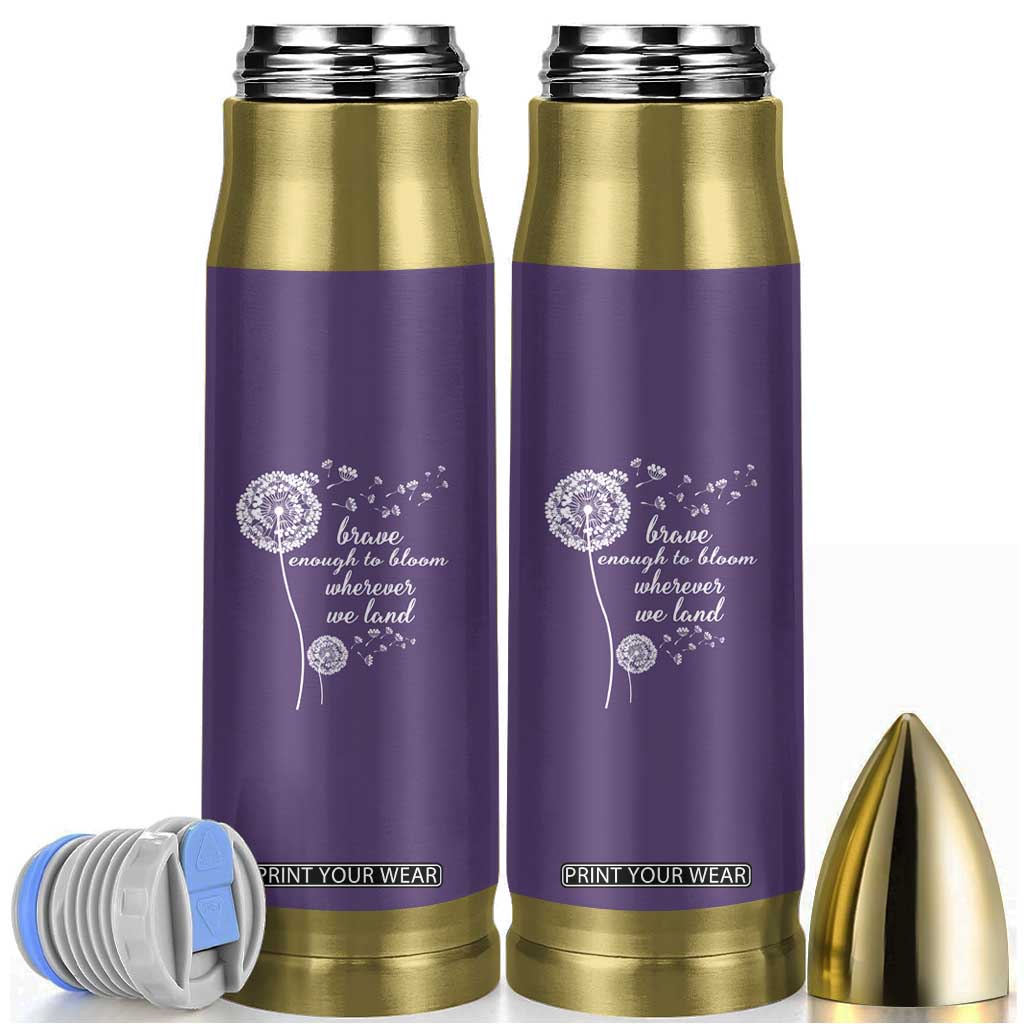 Purple Up For Military Kids Bullet Tumbler Brave Enough To Bloom Wherever We Land Month of Military Child TS02 Purple Print Your Wear