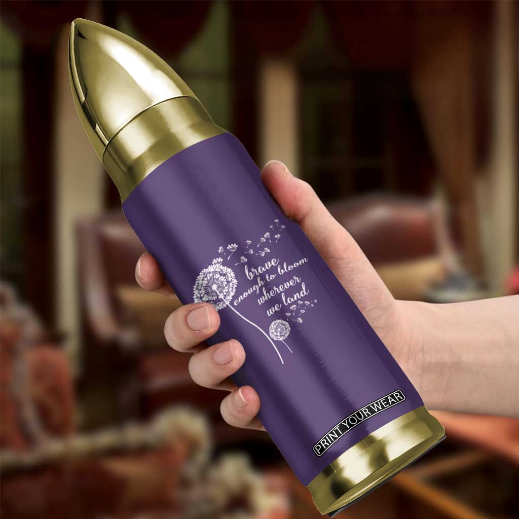 Purple Up For Military Kids Bullet Tumbler Brave Enough To Bloom Wherever We Land Month of Military Child TS02 Print Your Wear