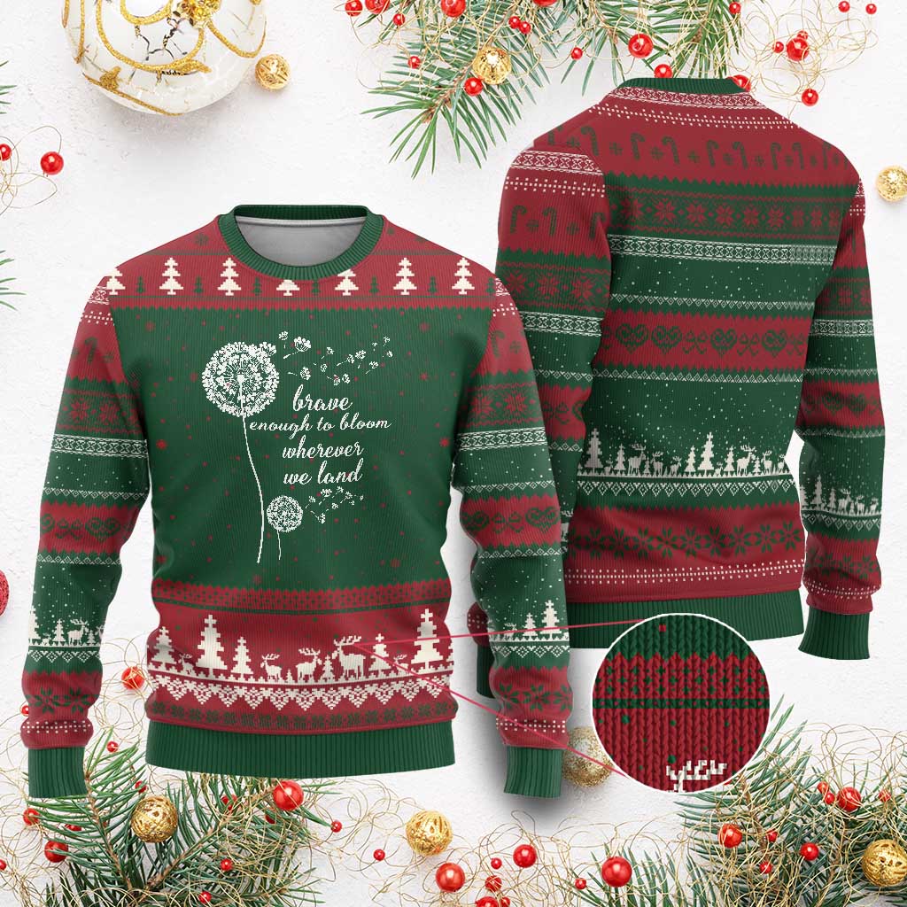 Purple Up For Military Kids Ugly Christmas Sweater Brave Enough To Bloom Wherever We Land Month of Military Child TS02 Red Green Print Your Wear