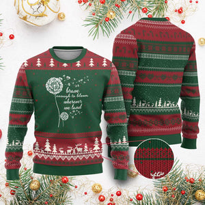 Purple Up For Military Kids Ugly Christmas Sweater Brave Enough To Bloom Wherever We Land Month of Military Child TS02 Red Green Print Your Wear